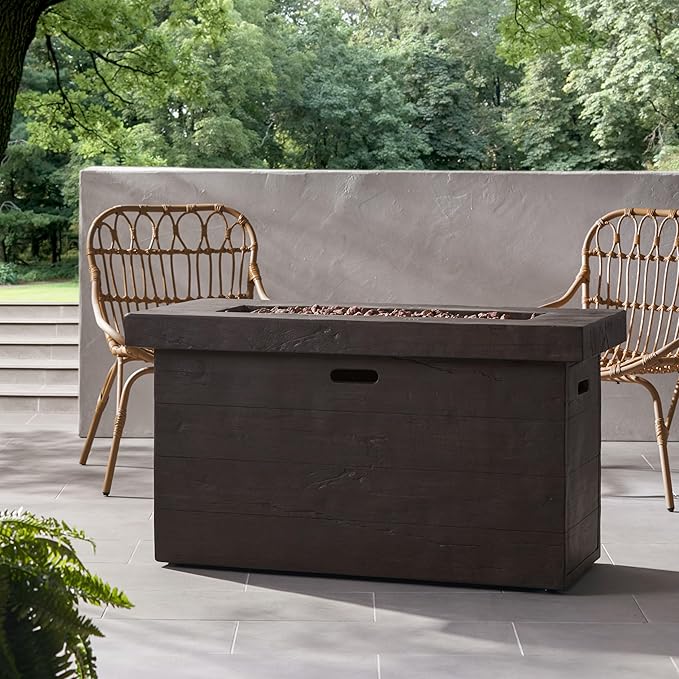 Propane Fire Pit Table, 45 Inch Firepits for Outside, Rectangular Gas Fire Pit for Outside Patio, Propane Fire Table, 50000BTU, Brown