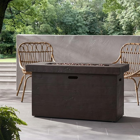 Propane Fire Pit Table, 45 Inch Firepits for Outside, Rectangular Gas Fire Pit for Outside Patio, Propane Fire Table, 50000BTU, Brown