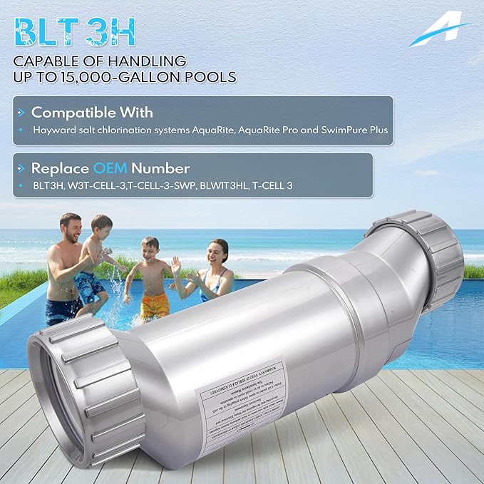Salt Cell Fits for Hayward W3T-Cell-3 TurboCell Salt Chlorination Cell, Salt Cell for Pool up to 15,000 Gallons