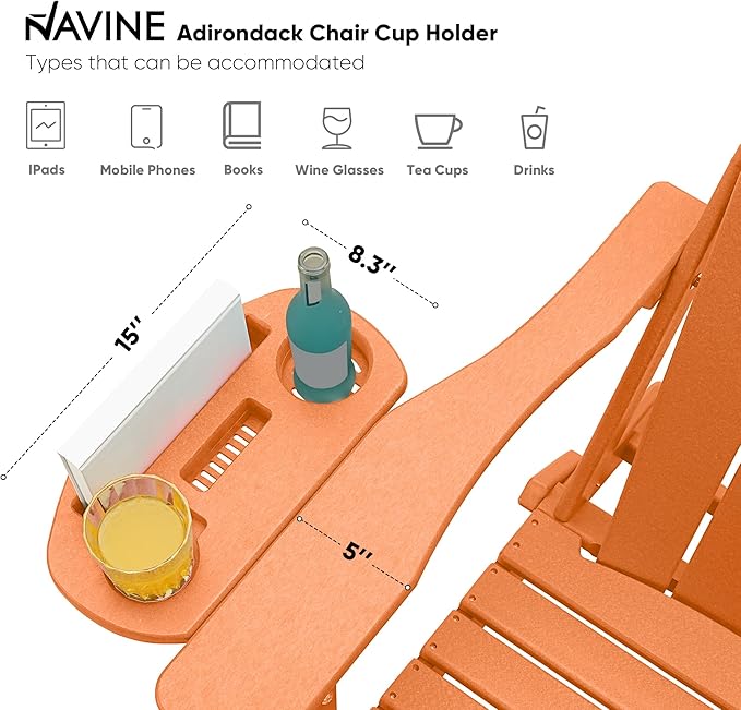 Adirondack Chair Set of 6, HDPE Folding Adirondack Chair with Multifunctional Cup Holder, Weather Resistant Fire Pit Chair for porches, patios, poolsides, Decks.