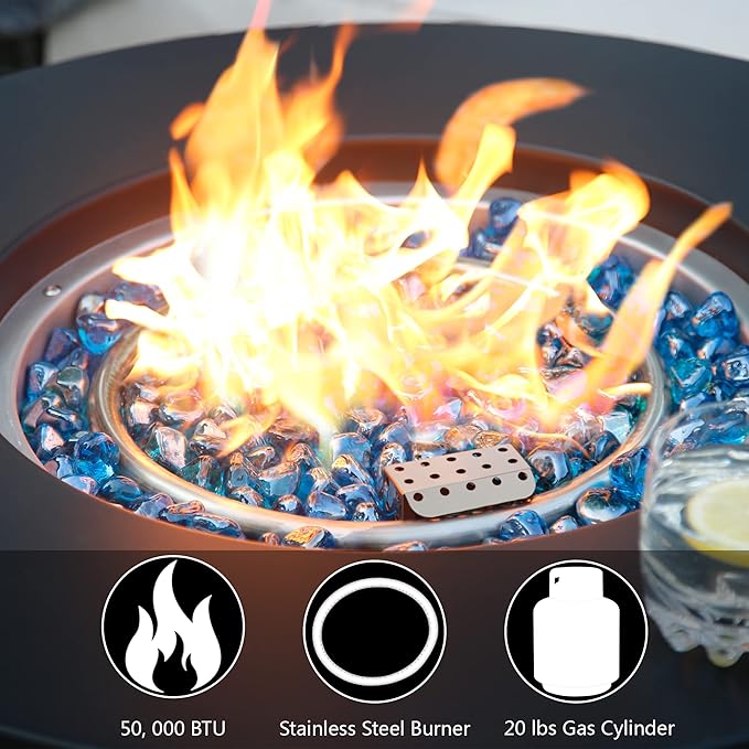 BALI OUTDOORS 50000 BTU Propane Fire Pit for Outdoor, 30 in Fire Pit Table Outdoor, Round Firepits for Outside Backyard, Patio