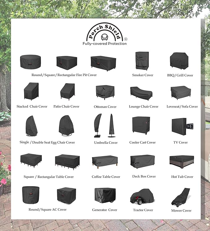 Porch Shield Patio Fire Pit Cover - Waterproof 600D Outdoor Rectangular Fire Table Cover Deck Box Protector - 43 x 22 inch, Black