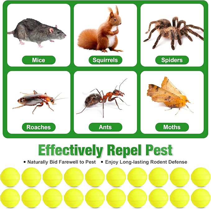Rodent Repellent Indoor/Outdoor, 24Pack Pest Repellent, Natural Peppermint Oil Pest and Mice Rat Repellents, Long-Lasting Repel Mice, Spider, Roaches, Squirrels, Ants, Rodents