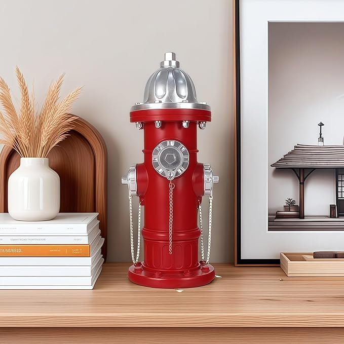 SHGYIBRISK Fire Hydrant for Dogs to Pee On: Dog Fire Hydrant Pee Post Outdoor - 17.5" Training Post Statue for Yard Garden (Red-Silver-Big)