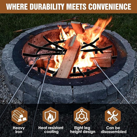 21 in Heavy Duty Fire Pit Grate Round, Decorative Wood-Burning Lift Grate Pit, Heat-Resistant,Heavy Duty Firepit Grate for Outdoor Campfires, Fireplace Woodstoves and Outdoor Camping Firepits