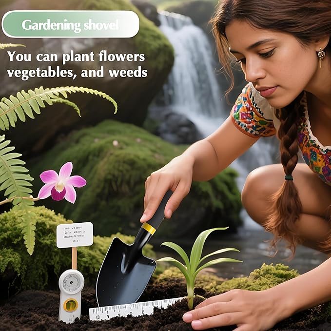 Garden Trowel - Metal Hand Shovel with Rubber Handle. This Garden Hand Trowel is Easy to use and Suitable for Soil Planting, Digging, transplanting and Outdoor Exploration Activities.