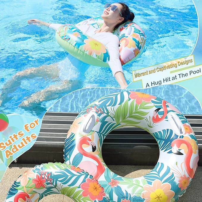 2PCS Inflatable Pool Floats Swimming Rings Large Inner Tube Swimming Pool Swim Rings Pool Lounger Float for Pool Party & Summer