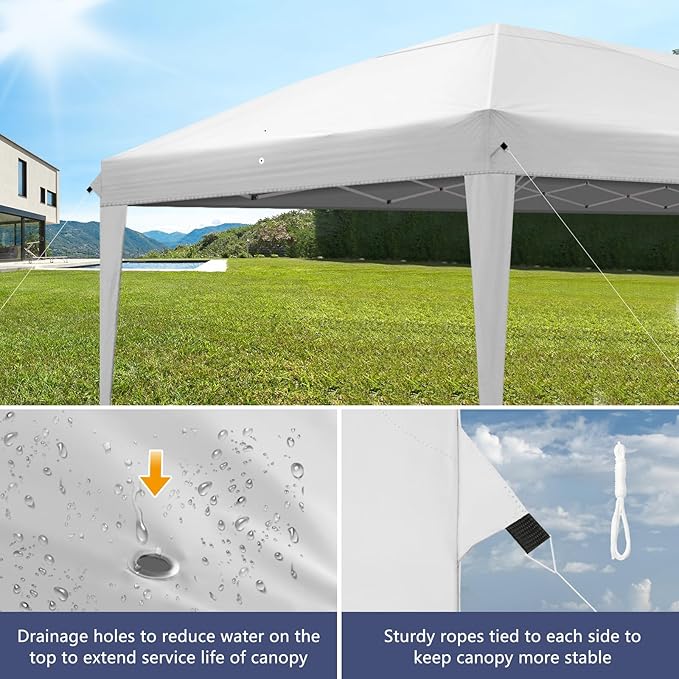 CFATLFRM 10x20 White Pop Up Canopy Tent with 6 Removable Sidewalls, Carry Bag & 6 Sandbags & Stakes & Ropes Portable Commercial Outdoor Shelter Gazebo Tents for Parties Wedding Event Camping