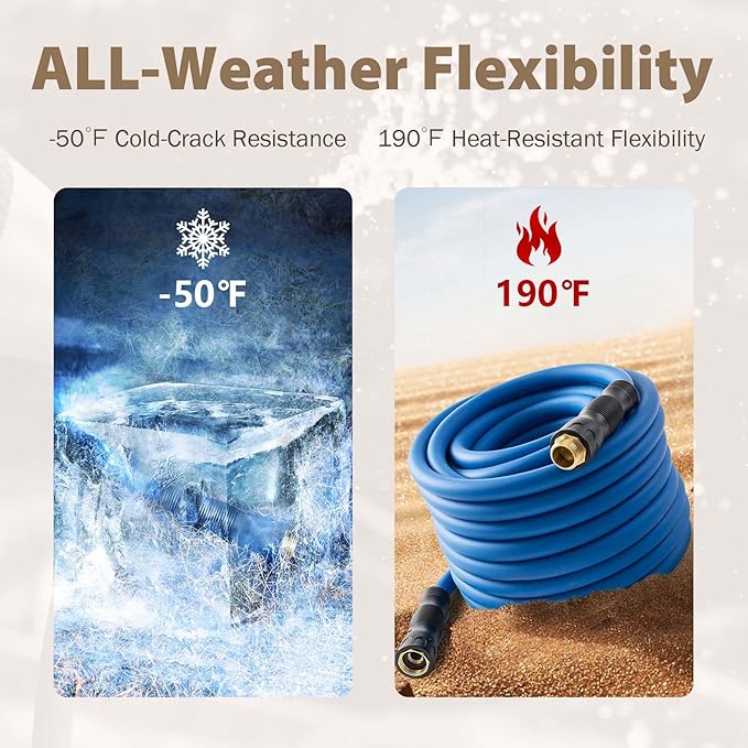 5/8" Female to Female Hot/Cold Water Leader Hose 3ft, -50℉ to 190℉ Flexible,Burst 600 Psi 3/4" Brass Fittings with Swivel Grip Handle for Outdoor,Yard, Farm, Blue