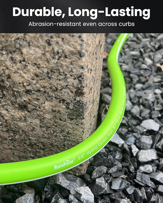 RAINPOINT Short Garden Hose 15ft - Lightweight Water Hose with Swivel Handle - Flexible, Heavy Duty, Hybrid Rubber, with Male to Female Fittings