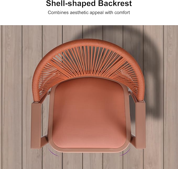 PURPLE LEAF Outdoor Bar Stools Set of 2 Wicker Bar Stools Woven Bar Height Stool Bar Chairs Aluminum Barstool for Patio Kitchen Island Lawn Orange