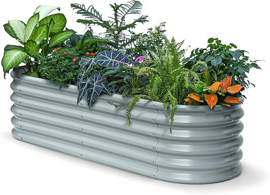 6x2x1.5 ft Galvanized Raised Garden Bed, 18" Tall Metal Raised Planters for Outdoor Plants, Vegetables, Herbs, Above Ground Raised Garden Bed Kit for Small Space Gardening -Brooklyn Grey