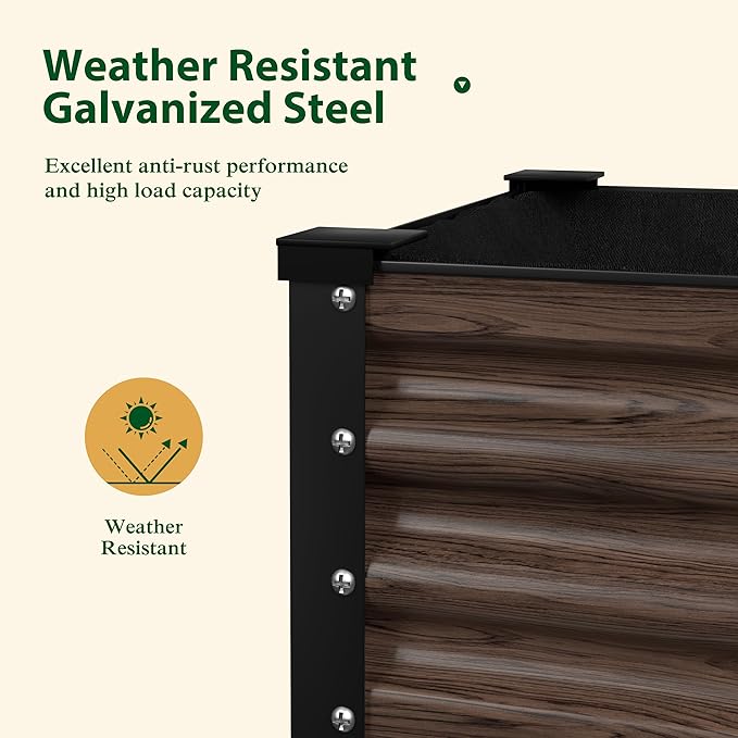 48" W x 24" D x 34" H Galvanized Raised Garden Bed with Lockable Wheels, Raised Garden Beds Outdoor with Drainage Gaps & Shelf, Planter Boxes Outdoor for Backyard, Patio, Balcony, Rustic
