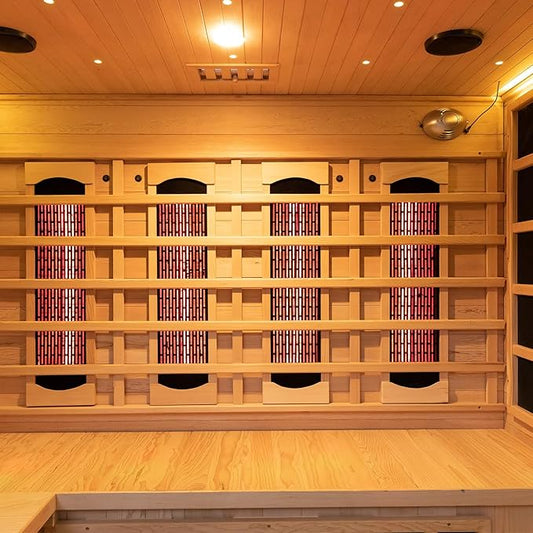 Wood Home Hybrid Sauna for 6 Person, Far Infrared & Steam Dual System Indoor Traditional Saunas, 4.8KW/6KW, 11 Heating Elements and Heating Stove, Speaker, Oxygen Bar, Water Bucket, Rocks, Hemlock