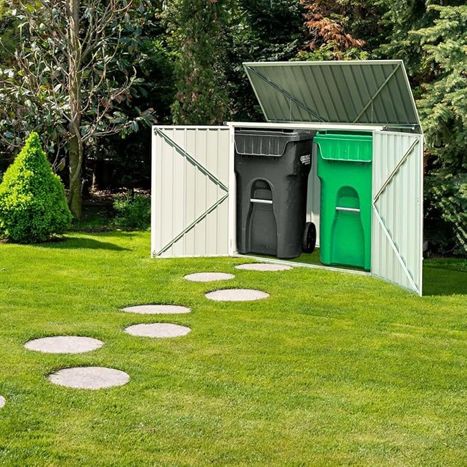 Goplus 6' x 3' Outdoor Storage Shed, Multi-Purpose Galvanized Steel Garden Shed with Air Vent and Lockable Door, Tool Storage Shed for Backyard, Patio & Lawn