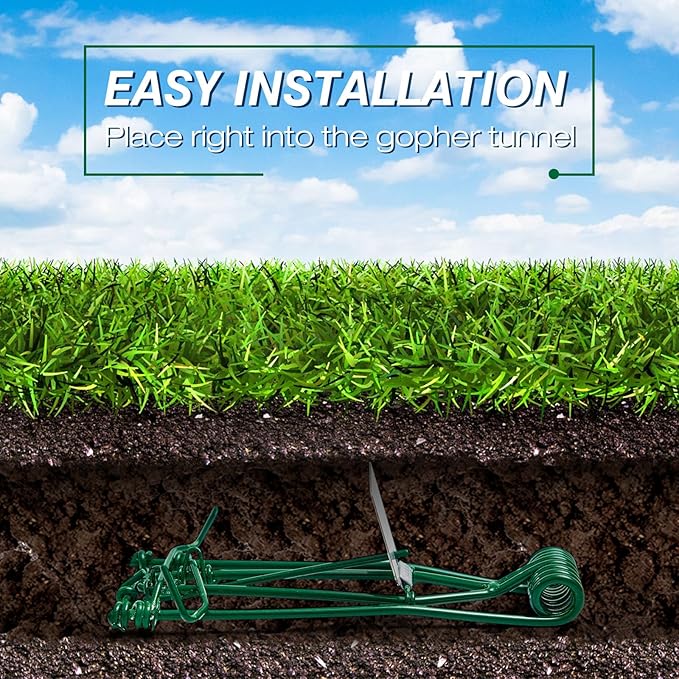 Qualirey 2 Pcs Outdoor Gopher Trap Easy Set Mole Trap Weather Resistant Gopher Killer Vole Killer for Lawn Garden Farm (Green)