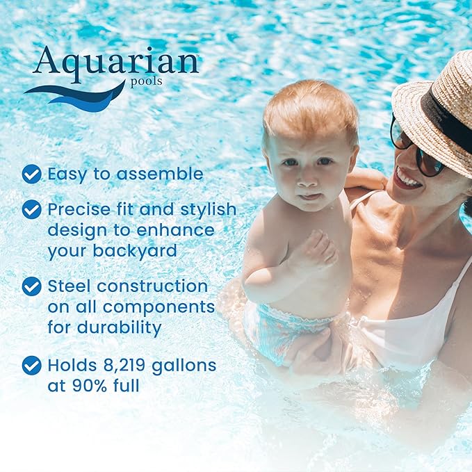 Aquarian Steel-Frame Outdoor Above-Ground Swimming Pool, Round, 21' x 52", Venetian