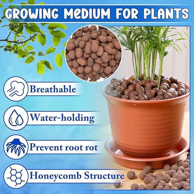 ZeeDix 5LBS Leca Clay Pebbles for Plants, Expanded Leca Balls for Hydroponic Growing Media for Aquaponics & Indoor Plants (Reusable Soilless Aggregate)