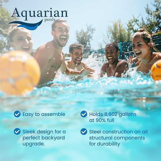 Aquarian Steel-Frame Outdoor Above-Ground Swimming Pool, Round, 24' x 52", Venetian