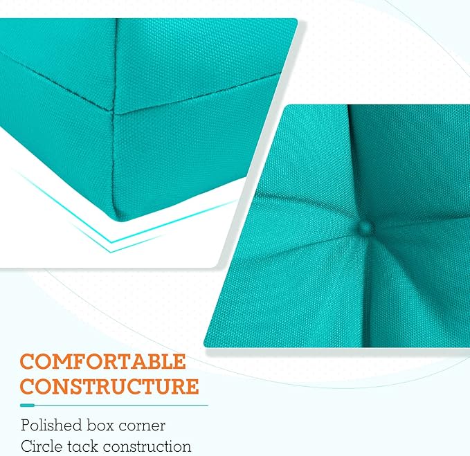 EAGLE PEAK Tufted Outdoor/Indoor High Back Patio Chair Cushions, Set of 4, 46'' x 22'', Blue