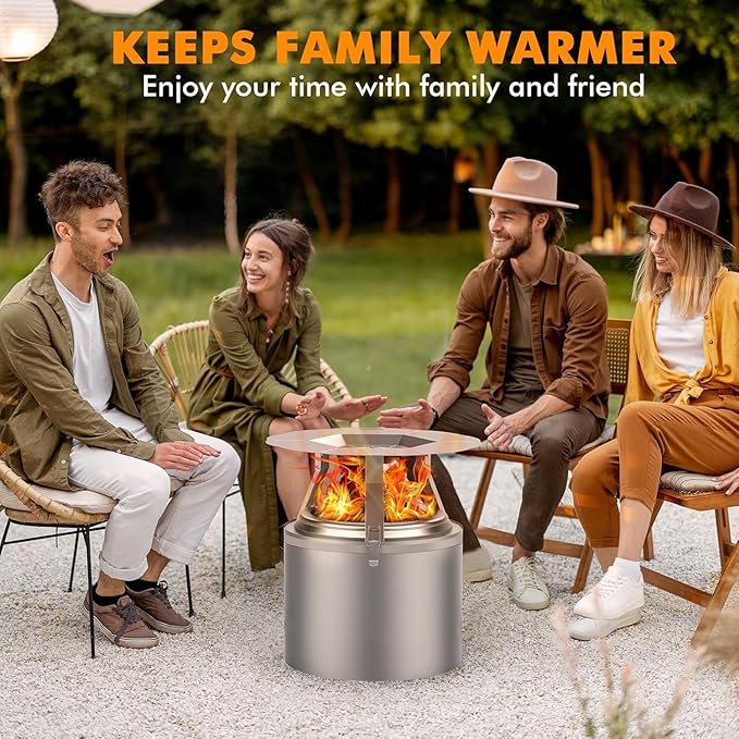Dirza Heat Deflector Compatible with Solo Stove Ranger and Other 15" Fire Pit -Foldable Legs for Space-Saving Storage,Locking Ring Prevents Dropping,Accessories for Fire Pit, 304 Stainless Steel