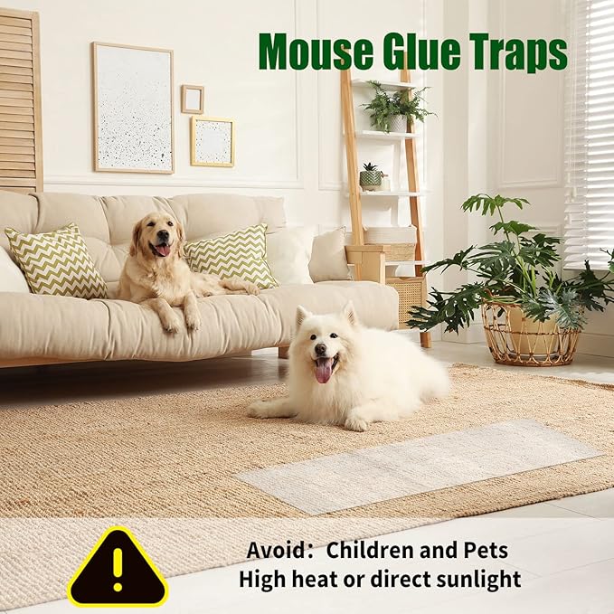Qualirey Large Sticky Mouse Trap 24 Inch Sticky Rat Glue Roach Indoor Pest Control for Trapping Snakes Rats Spiders Roaches in Restaurant Kitchen House Supplies(Clear,8 Pack)
