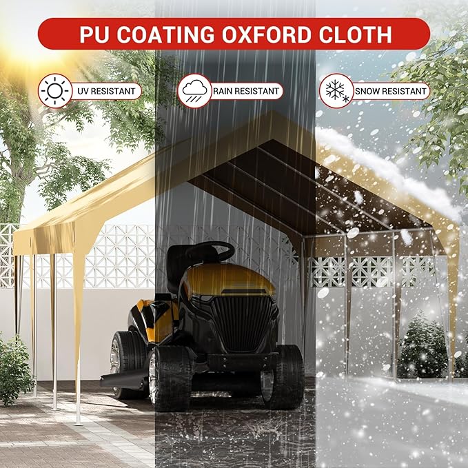 12 X 20FT Heavy Duty Carport, Portable Garage Shelter, Portable Car Tent Garage Waterproof UV-Resistant for Car, Truck