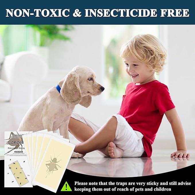 Qualirey Giant Cricket Glue Traps 20Pcs(Tear Into 40Pcs), Non Toxic Adhesive Cricket Catcher Indoor Insect Extra Sticky Trap, for Most Crawling Insects, Spider, Scorpion, Centipede, 11’’ x 5.3’’