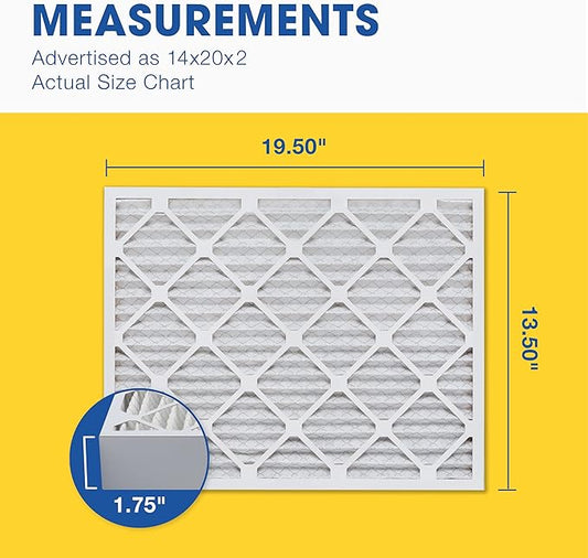 Aerostar 14x20x2 MERV 13 Pleated Air Filter, AC Furnace Air Filter, 4 Pack (Actual Size: 13 1/2" x 19 1/2" x 1 3/4")