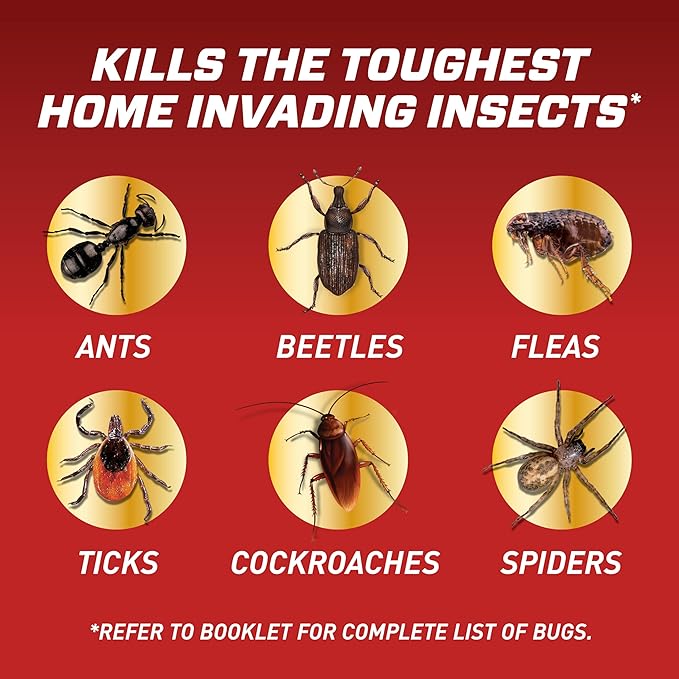 Ortho Home Defense Insect Killer for Indoor & Perimeter2: With Comfort Wand, Kills Ants, Cockroaches, Spiders, Fleas & Ticks, Odor Free, 1.1 gal., Pack of 4