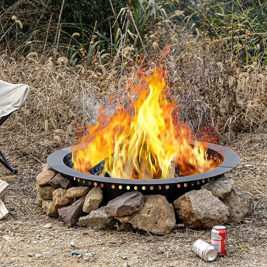 42 inch Outdoor Fire Pit Liner, Round Heavy Duty Fire Pits, Rim Insert Firepit for Outside, DIY Campfire Fireplace