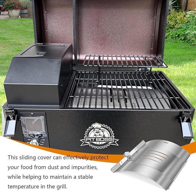 Flame Broiler Kit for PB150PPS Portable Pellet Grill,Pitboss Heat Diffuser Replacement Parts for Pit Boss 10697 Table Top Wood Grill with Temperature Control,Includes Main Plate and Slide Cover