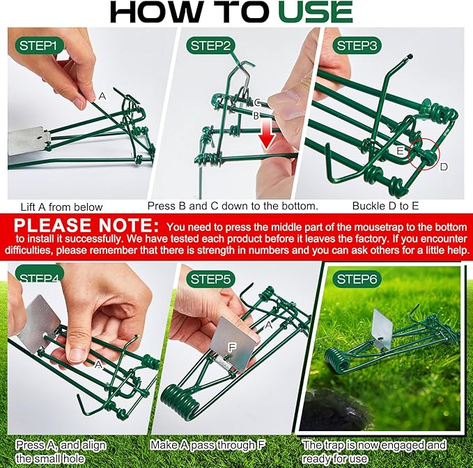 Qualirey 16 Pcs Outdoor Gopher Trap Easy Set Mole Trap Weather Resistant Gopher Killer Vole Killer for Lawn Garden Farm (Green)