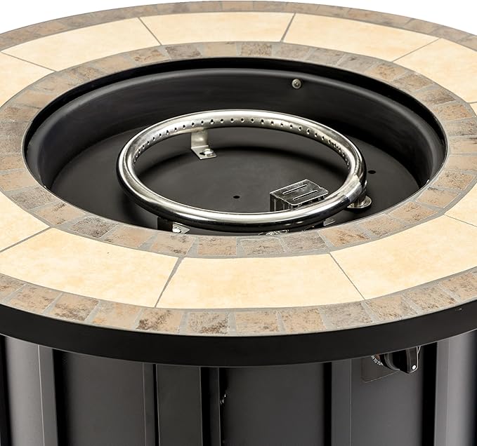 Propane Fire Pit Table, 30" Firepits for Outside, Gas Fire Pit for Outside Patio, Propane Fire Table with Ceramic Tabletop for Patio, Pool, Tank Inside, Tank Not Included, 50000BTU, Black
