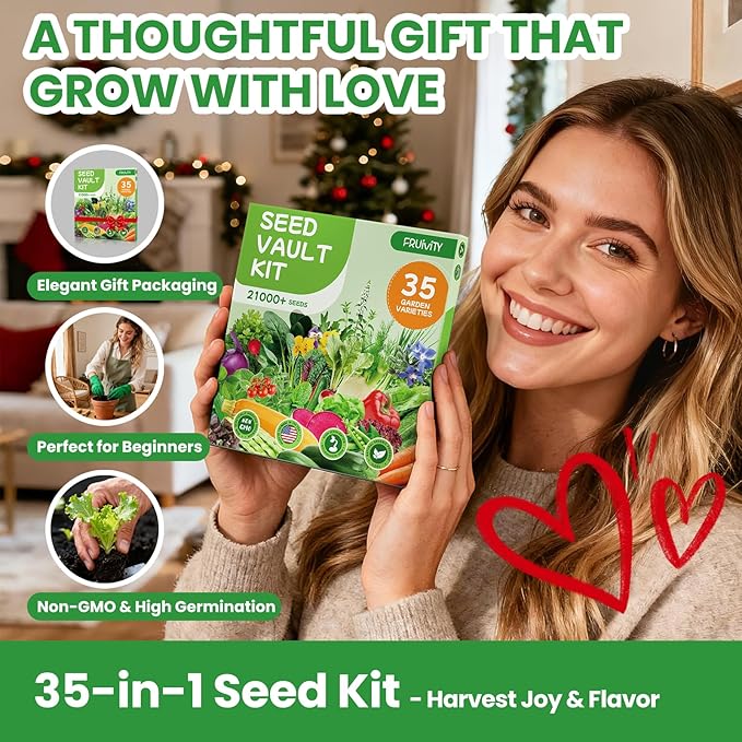 35 in 1 Heirloom Vegetable Seeds for Planting - 21,000+ Non-GMO, Organic Seeds Kit for Indoor & Outdoor Garden | 35 Varieties Survival Garden Seeds with Free Plant Markers