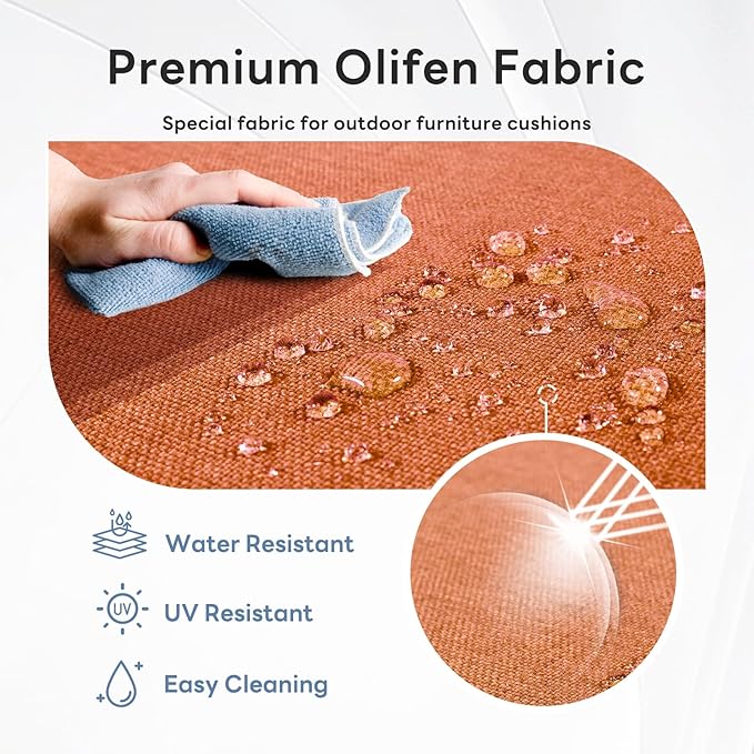 6" Thicker Outdoor Chair Cushion 5 Sets - 24" *24" *6" Waterproof Patio Furniture Cushions with Removable Cover, 28D High Density Sponge Filling Thicken Outdoor Patio Cushions - Orange