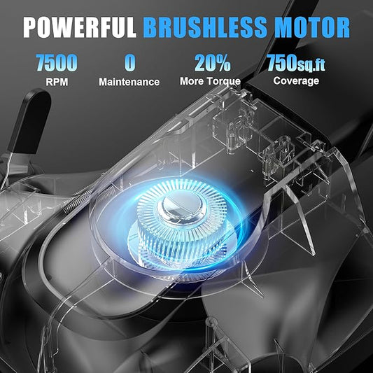 AZZUNO 8.3" Electric Cordless Lawn Mower: 20V Push Brush Cutter with 3-Position Height Adjustment, Brushless Compact Walk Behind Weed Wacker Eater for Small Garden Yard, 3.0Ah Battery and Charger