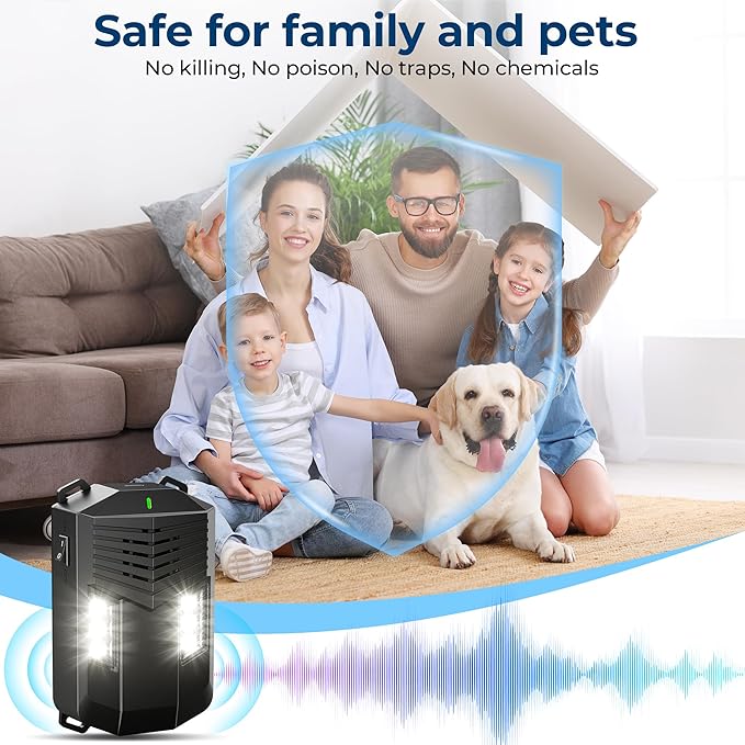 Ultrasonic Repellent Mouse for Cart- Under Hood Battery Powered Plug-in Device, Repels Mice, Rats & Squirrels from Vehicle Engine, Garage, Indoor Outdoor Areas - 1 Pack