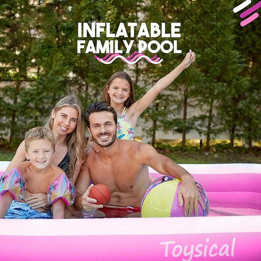 Toysical Inflatable Pool for Kids and Adults - 118 x 72 x 22 - More Durable Than Other Blow up Pools for Adults - Includes Patches