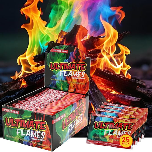 Magical Flames Fire Color Packets (Ultimate 25 Pack), Vibrant Multi-Color Fire for Fire Pits, Campfires, Bonfires & Fireplaces - Camping Essentials & Outdoor Party Accessories