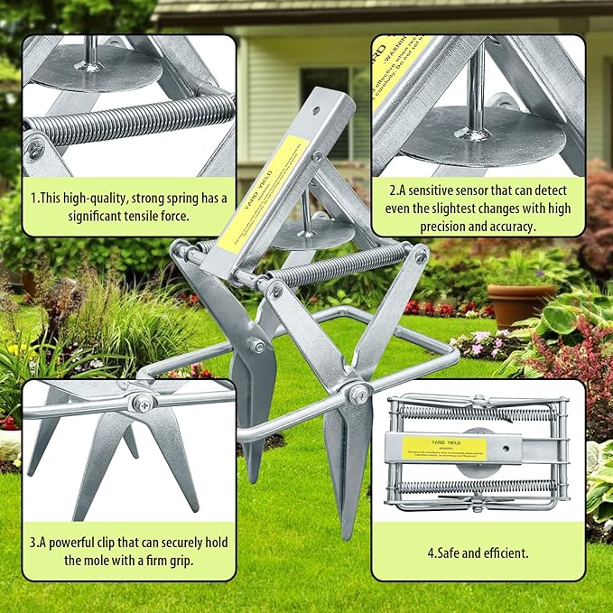 Mole Trap,Galvanized Steel Scissor Trap,Reusable and Easy-Set Quick Capture Solution for Moles and Gophers in Lawns (Silver)
