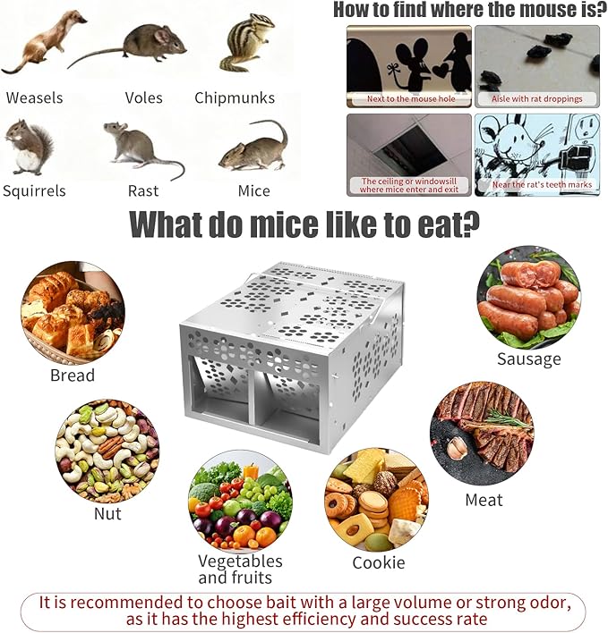 Eaglever Mouse Trap, Eaglever Rat Trap, Stainless Steel Automatic Mousetrap, Automatic Rat Trap, Automatic Mouse Trap, Easy to Set Mice Catcher for Indoor and Outdoor (New Upgraded Version(1 PCS))