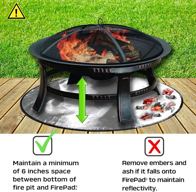 Newtex FirePad Deck Protector - Perfect for Fire Pits, BBQ, Smokers, Grills - Protects Porch, Patio, Deck, Wood, Grass, Stone, Composite from Burns - Heat Resistant Fire Pit Mat (24")