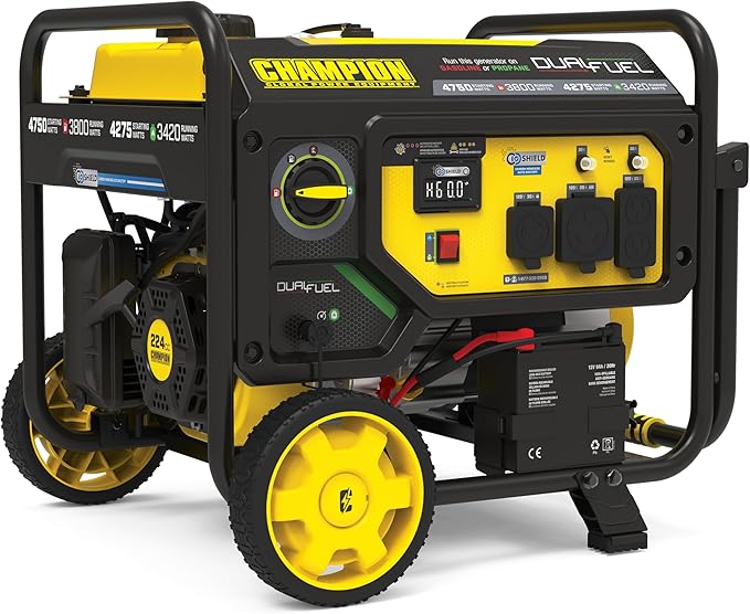 Champion Power Equipment 4750-Watt Electric Start Dual Fuel RV Ready Portable Generator with CO Shield, CARB Compliant