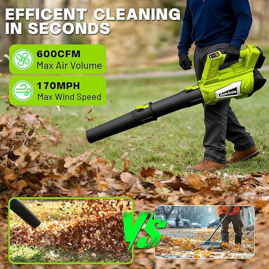 Leaf Blower Cordless, Electric Leaf Blower with 2 x 4.5Ah Batteries and Charger, 5 Speed Modes, 1 x Adjustable Shoulder Strap, Lightweight Leaf Blowers for Blowing Lawn Care, Garden, Patio Cleaning