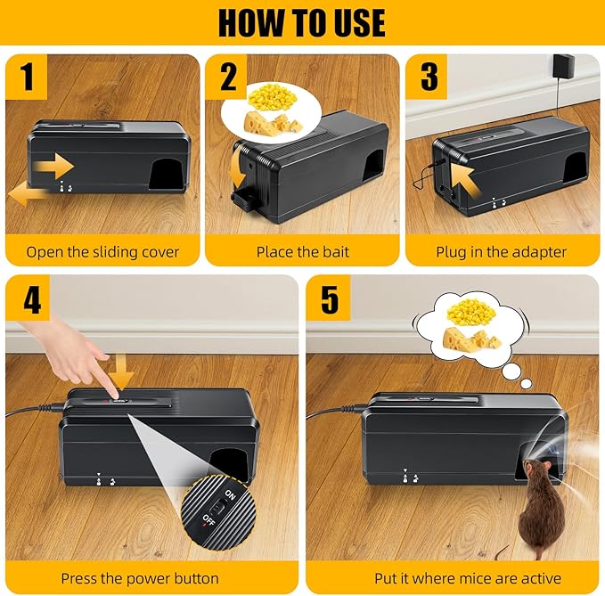 2 Pack 2025 Upgraded Electronic Mouse Trap,Electric Mouse Trap Zapper,Mice Traps for House Indoor Kill, Reusable and No Touch Mice Rat Mouse Control for Indoor Outdoo Use