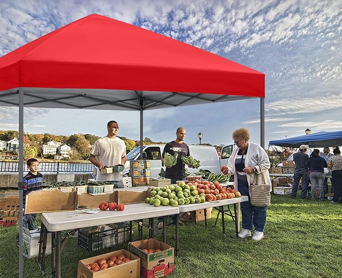 ABCCANOPY Pop Up Canopy - Outdoor Patio Portable Canopy Tent Heavy Duty for Backyard and Deck with 4 Sandbags(Red, 8x8)