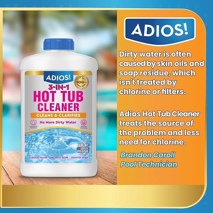 3-in-1 Hot Tub Cleaner Clarifies Water, Prevents Scum, Removes Foam and Stops Odors - 32oz (Quart)