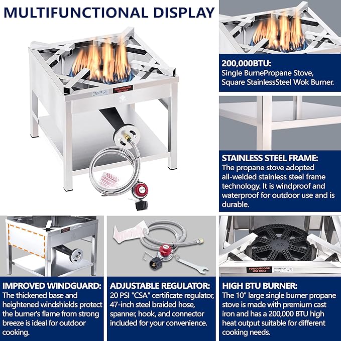 ARC 100QT Stainless Steel Pot with 200,000 BTU Propane Burner - Seafood Boil Pot, Crab Boil Pot, Lobster Pot, Shrimp Boil Pot, Tamale Steamer Pot with Basket and Turkey Fryer Burner