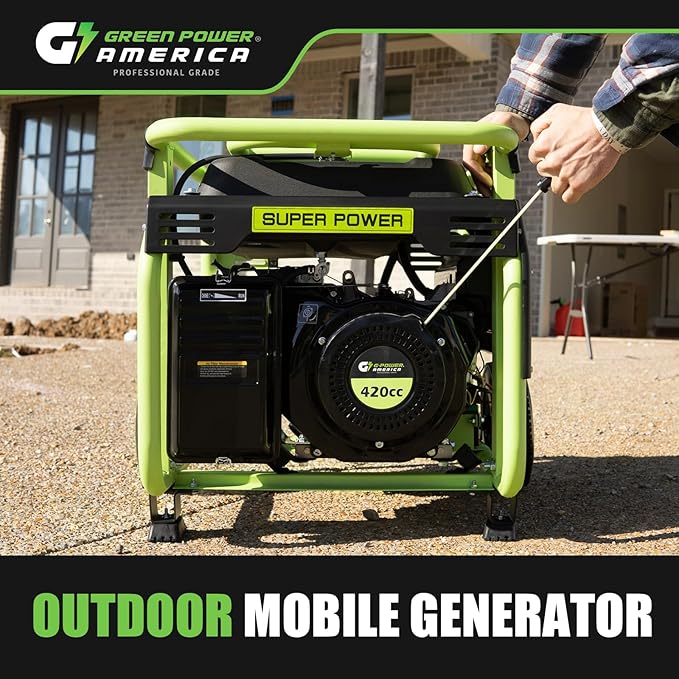 Green-Power America Portable Generator 10500 Watt,Gasoline Powered,Recoil/Electric Start, 12V-8.3A Charging Outlets, Home Back Up & RV Ready